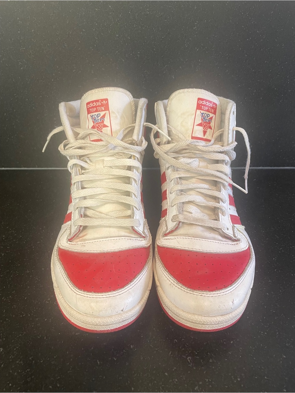 adidas White and Red Top Ten Men's Athletic Shoes